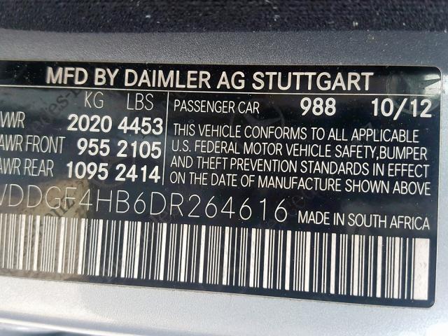 WDDGF4HB6DR264616 - 2013 MERCEDES-BENZ C 250 BLUE photo 10