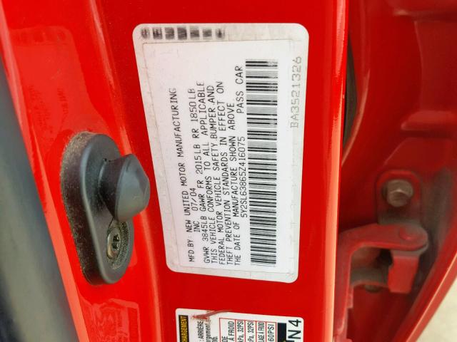 5Y2SL63865Z416075 - 2005 PONTIAC VIBE RED photo 10