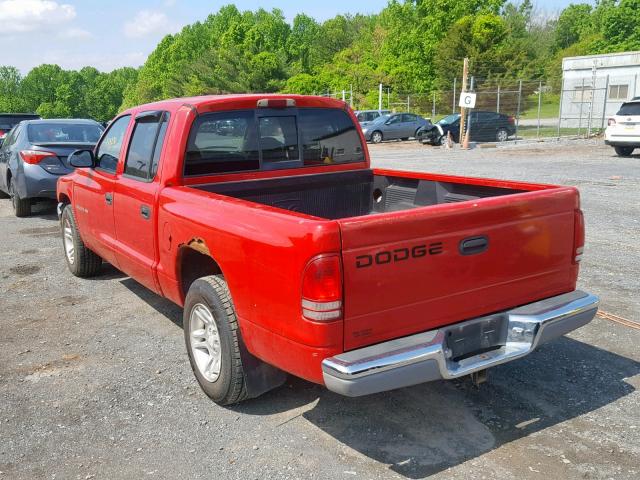 1B7GL2AX61S103538 - 2001 DODGE DAKOTA QUA RED photo 3