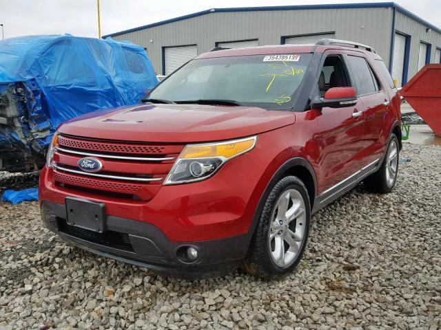 1FM5K7F8XFGB24780 - 2015 FORD EXPLORER L MAROON photo 2