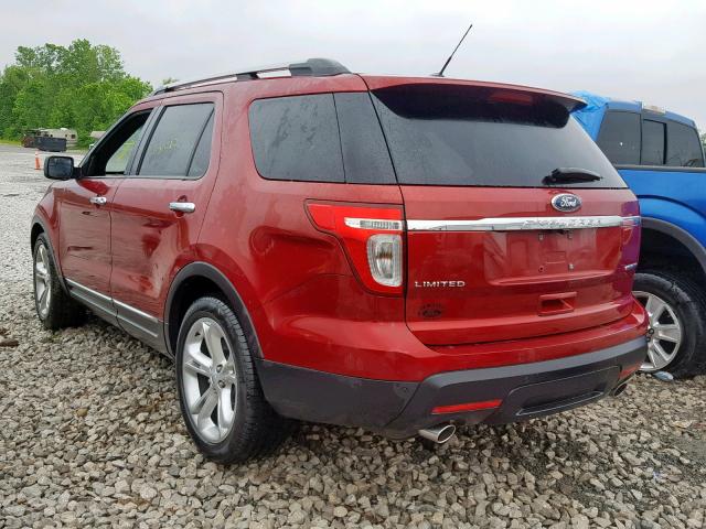 1FM5K7F8XFGB24780 - 2015 FORD EXPLORER L MAROON photo 3