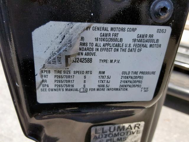 1GKEK63U13J242588 - 2003 GMC YUKON DENA BLACK photo 10