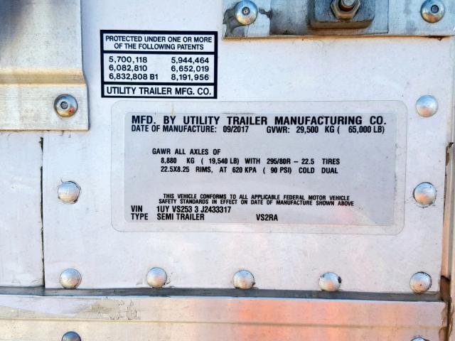 1UYVS2533J2433317 - 2018 UTILITY REEFER WHITE photo 10