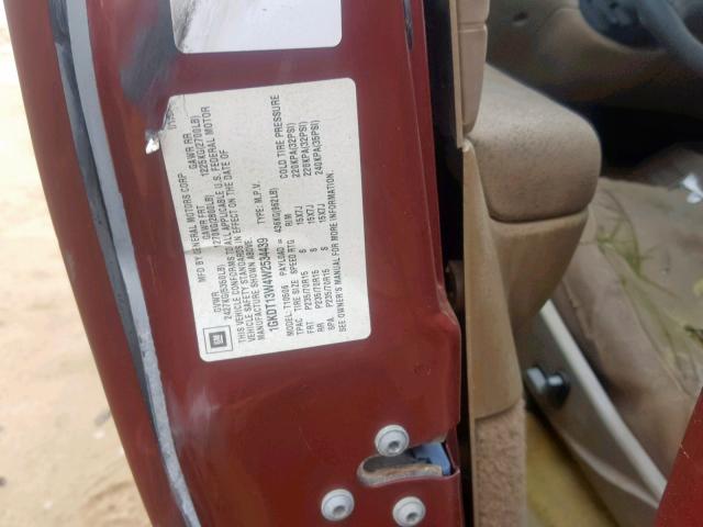 1GKDT13W4W2534439 - 1998 GMC JIMMY RED photo 10