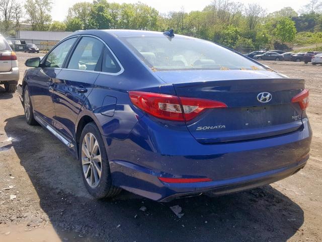 5NPE34AF2HH525440 - 2017 HYUNDAI SONATA SPO BLUE photo 3