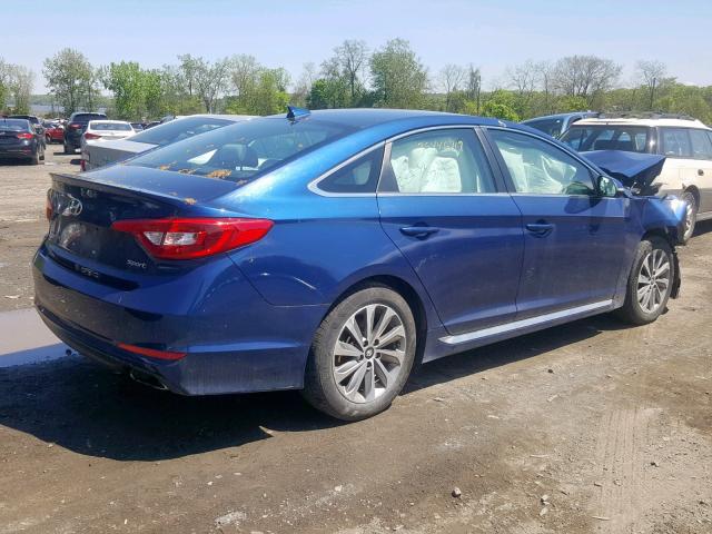 5NPE34AF2HH525440 - 2017 HYUNDAI SONATA SPO BLUE photo 4