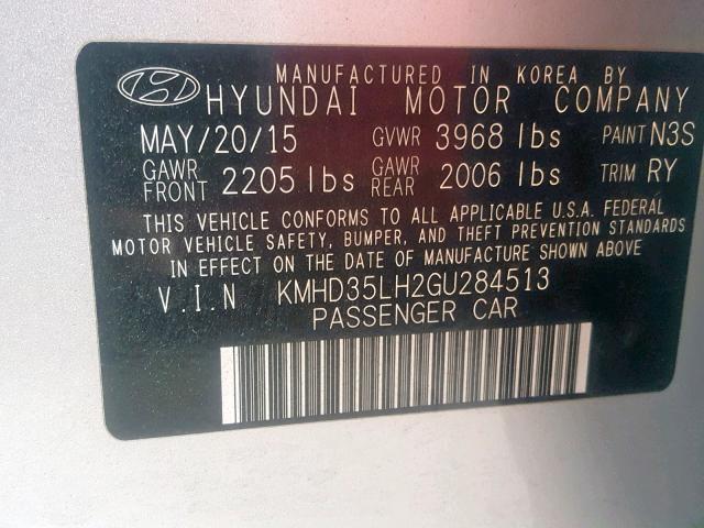 KMHD35LH2GU284513 - 2016 HYUNDAI ELANTRA GT SILVER photo 10