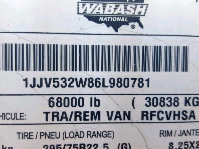 1JJV532W86L980781 - 2006 WABASH TRAILER WHITE photo 10