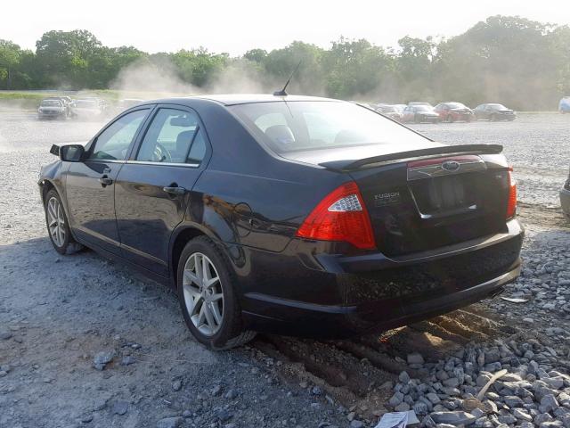 3FAHP0JA2AR420551 - 2010 FORD FUSION SEL BLACK photo 3