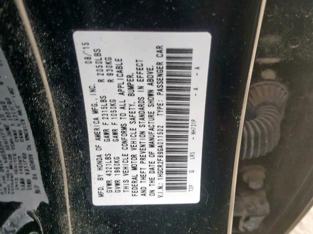 1HGCR2F89GA011502 - 2016 HONDA ACCORD EXL BLACK photo 10