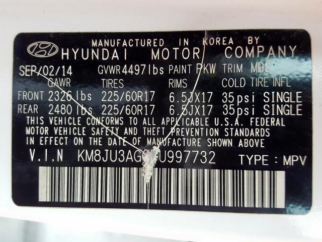 KM8JU3AG0FU997732 - 2015 HYUNDAI TUCSON LIMITED  photo 10