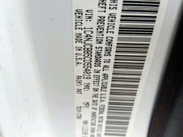 1C4NJDBB0GD723116 - 2016 JEEP COMPASS SP WHITE photo 10