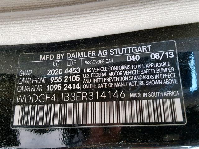 WDDGF4HB3ER314146 - 2014 MERCEDES-BENZ C 250 BLACK photo 10