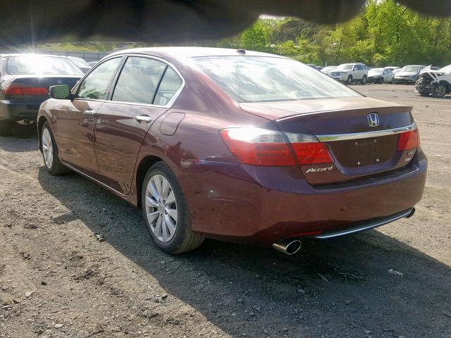 1HGCR3F8XDA029346 - 2013 HONDA ACCORD EXL MAROON photo 3