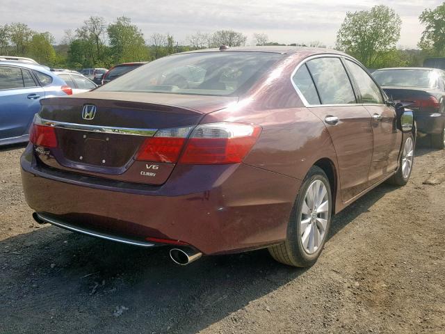 1HGCR3F8XDA029346 - 2013 HONDA ACCORD EXL MAROON photo 4