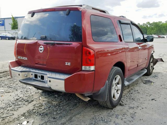 5N1AA08A65N739667 - 2005 NISSAN ARMADA SE RED photo 4