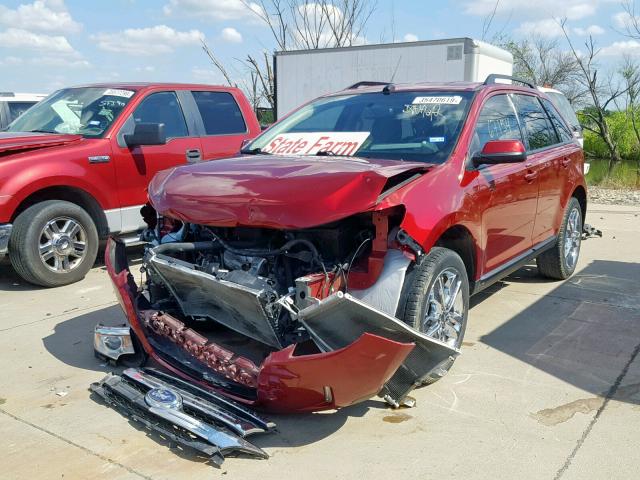 2FMDK3JC0EBA17324 - 2014 FORD EDGE SEL BURGUNDY photo 2