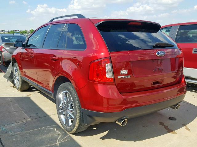 2FMDK3JC0EBA17324 - 2014 FORD EDGE SEL BURGUNDY photo 3