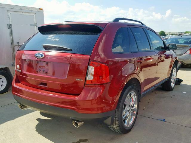 2FMDK3JC0EBA17324 - 2014 FORD EDGE SEL BURGUNDY photo 4