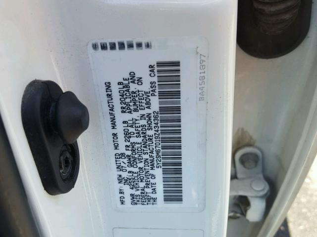 5Y2SM67019Z434362 - 2009 PONTIAC VIBE WHITE photo 10