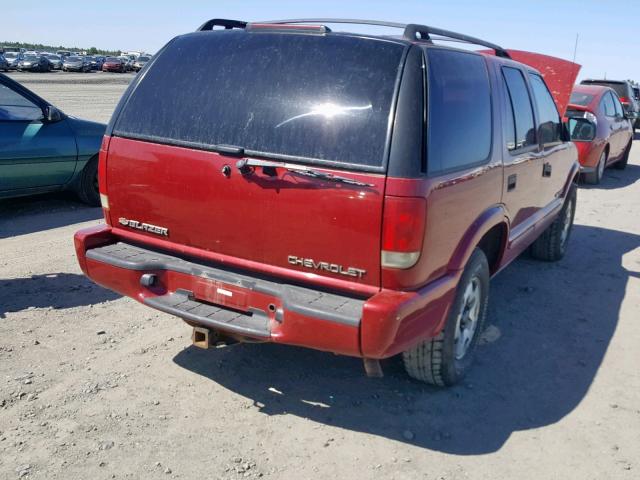 1GNDT13W72K202699 - 2002 CHEVROLET BLAZER RED photo 4