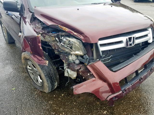 5FNYF18187B000912 - 2007 HONDA PILOT LX MAROON photo 9