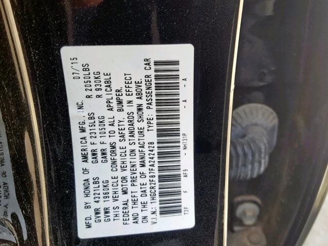 1HGCR2F87FA242428 - 2015 HONDA ACCORD EXL BLACK photo 10