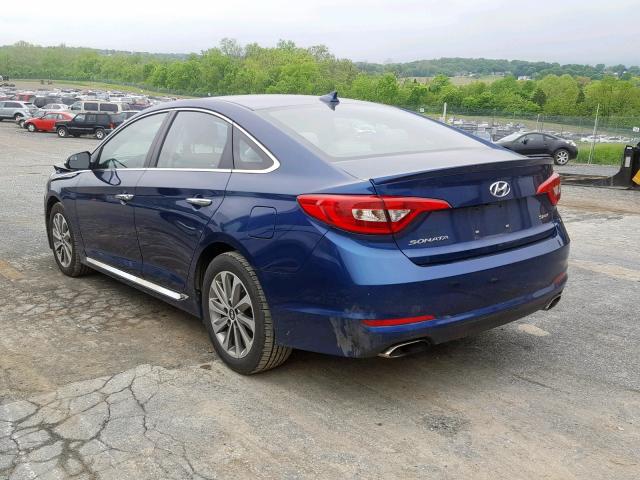 5NPE34AF8HH585805 - 2017 HYUNDAI SONATA SPO BLUE photo 3