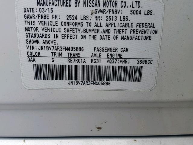 JN1BV7AR3FM405886 - 2015 INFINITI Q50 BASE WHITE photo 10