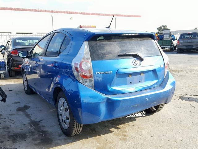 JTDKDTB35D1548372 - 2013 TOYOTA PRIUS C BLUE photo 3