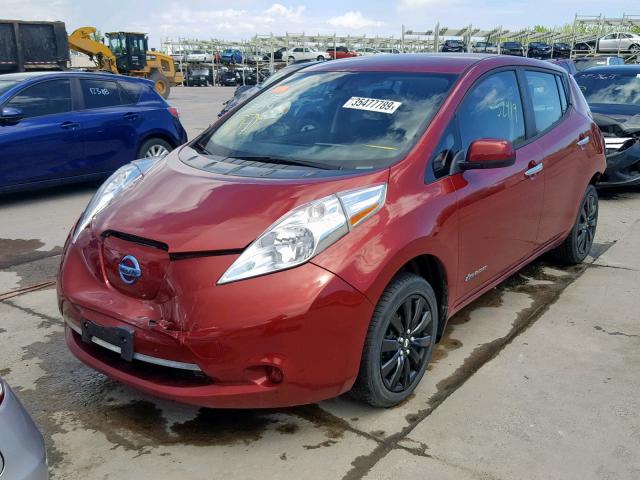 1N4AZ0CP9FC313385 - 2015 NISSAN LEAF S RED photo 2