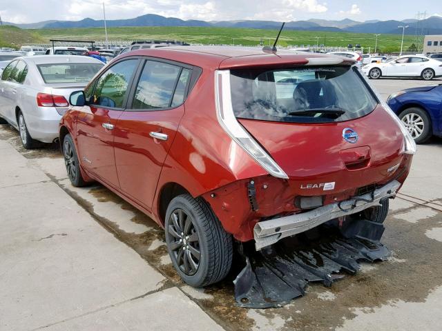 1N4AZ0CP9FC313385 - 2015 NISSAN LEAF S RED photo 3