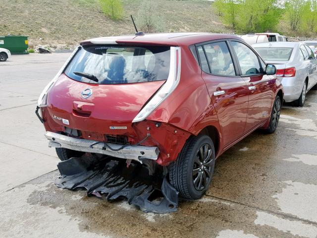 1N4AZ0CP9FC313385 - 2015 NISSAN LEAF S RED photo 4