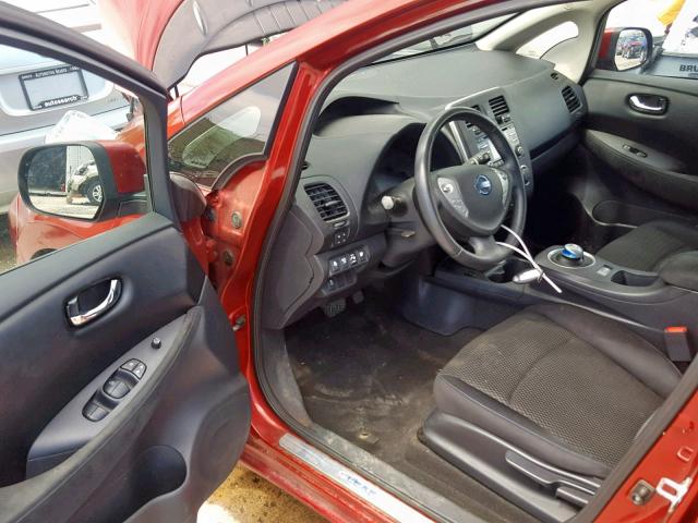 1N4AZ0CP9FC313385 - 2015 NISSAN LEAF S RED photo 9