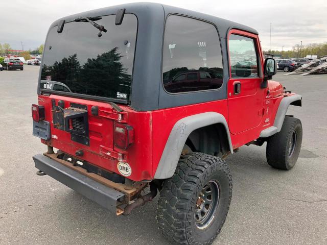 1J4FA49S33P343961 - 2003 JEEP WRANGLER / RED photo 4