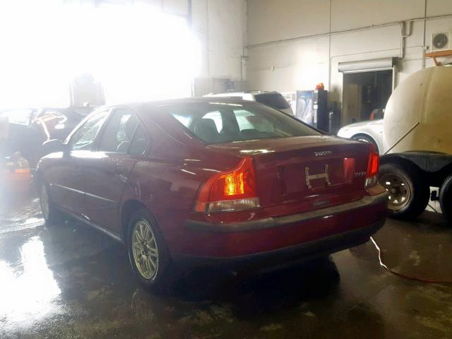 YV1RS61T932252913 - 2003 VOLVO S60 MAROON photo 3