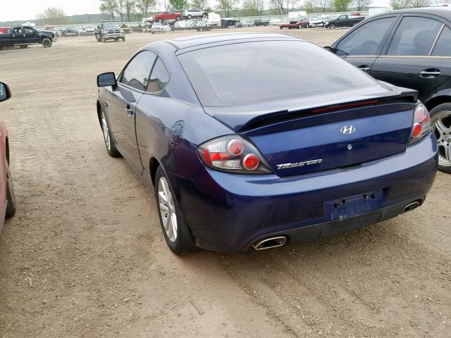 KMHHM66D07U261745 - 2007 HYUNDAI TIBURON GS BLUE photo 3