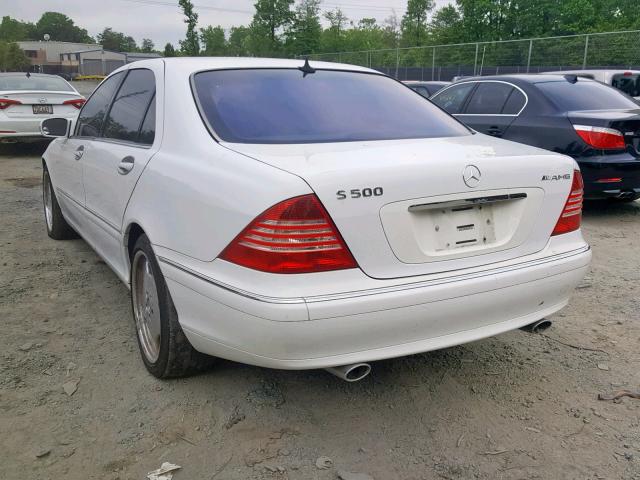 WDBNG75J9YA060195 - 2000 MERCEDES-BENZ S 500 WHITE photo 3