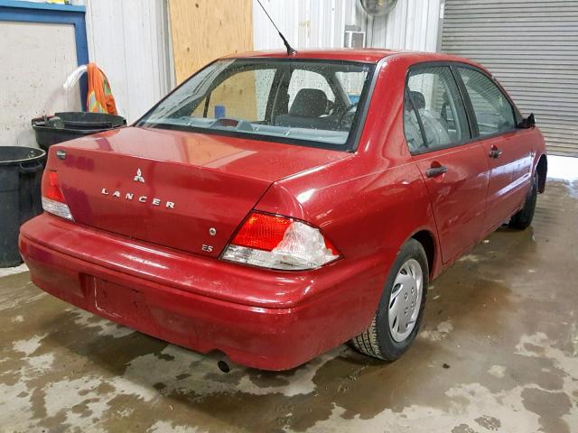 JA3AJ26EX3U007758 - 2003 MITSUBISHI LANCER ES MAROON photo 4