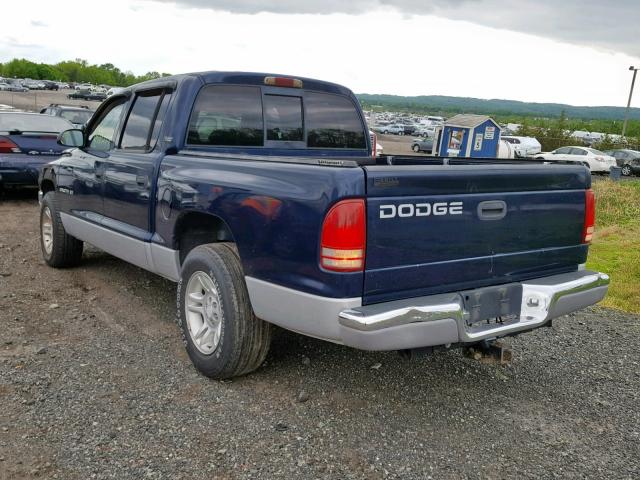 1B7GL2AX51S214162 - 2001 DODGE DAKOTA QUA BLUE photo 3