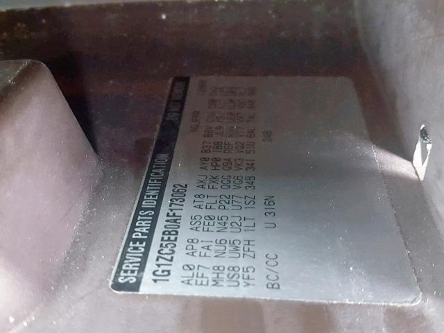 1G1ZC5EB0AF173062 - 2010 CHEVROLET MALIBU 1LT 米色 照片 10