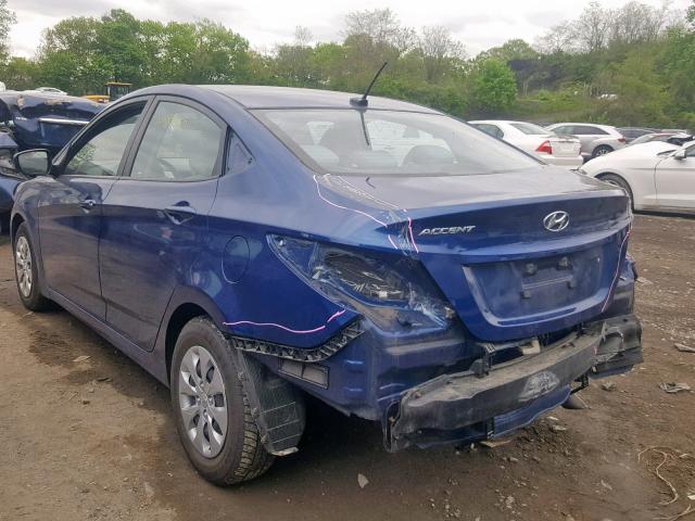 KMHCT4AE1HU168218 - 2017 HYUNDAI ACCENT SE BLUE photo 3