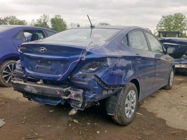 KMHCT4AE1HU168218 - 2017 HYUNDAI ACCENT SE BLUE photo 4