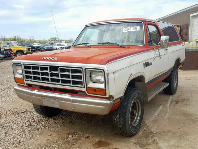 1B4GW12T9FS511758 - 1985 DODGE RAMCHARGER RED photo 2