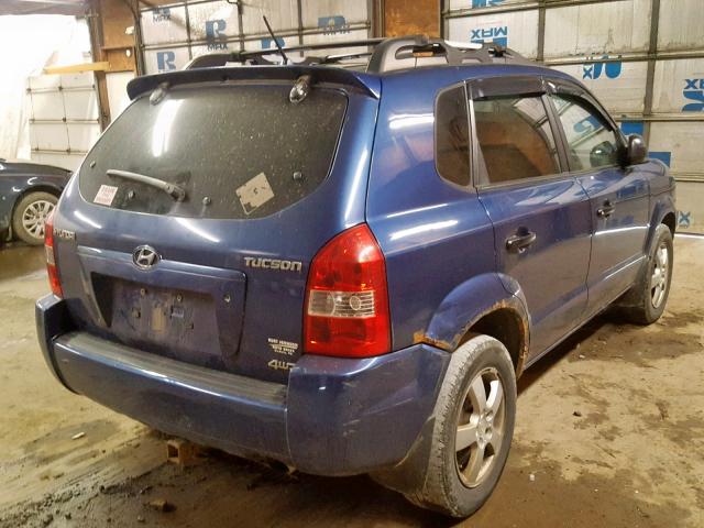 KM8JM72B06U310274 - 2006 HYUNDAI TUCSON GL BLUE photo 4