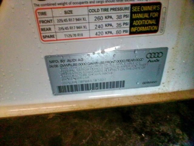 WAUHE78P88A181401 - 2008 AUDI A3 2.0 WHITE photo 10