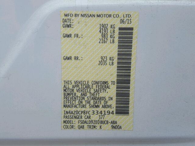 1N4AZ0CP8FC334194 - 2015 NISSAN LEAF WHITE photo 10