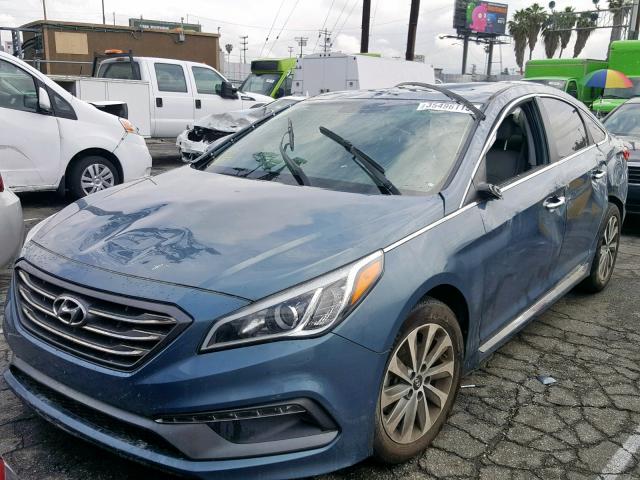 5NPE34AF6FH147930 - 2015 HYUNDAI SONATA SPO BLUE photo 2