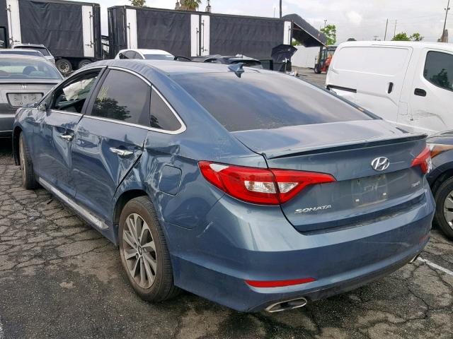 5NPE34AF6FH147930 - 2015 HYUNDAI SONATA SPO BLUE photo 3