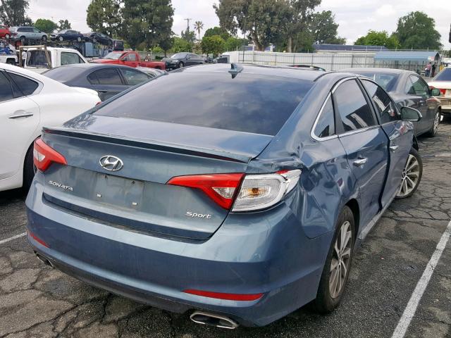 5NPE34AF6FH147930 - 2015 HYUNDAI SONATA SPO BLUE photo 4